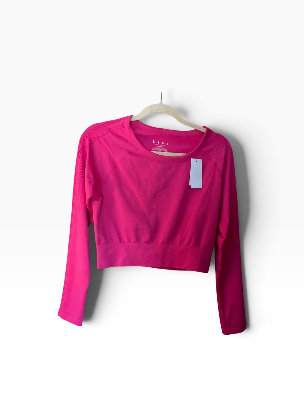 LIVI Lane Bryant NWT Hot Pink Seamless Long Sleeve Crop Top Plus 18/20